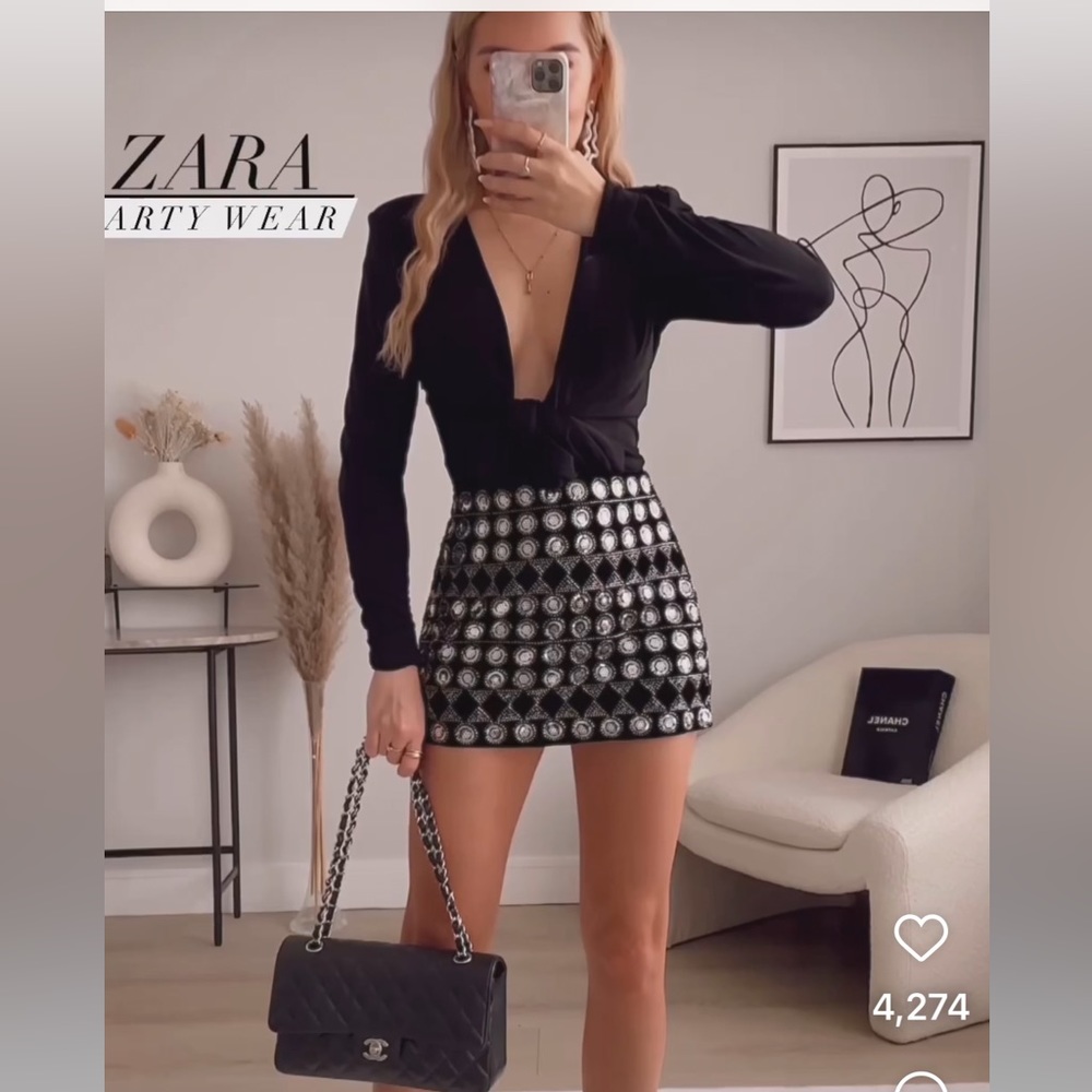 Zara rhinestone velvet skirt - Picture 7 of 16